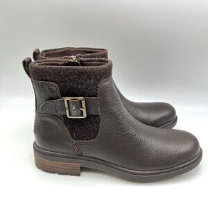 UGG Womens Size 8.5 Harrison Moto Dark Brown Leather Ankle‎ Boots Booties Shoes